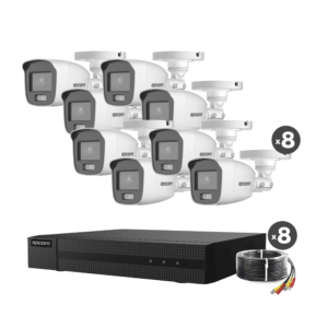 Kit de Seguridad TurboHD 1080p: DVR 8 Canales + 8 Cámaras Bala ColorVu con Audio y Accesorios de Instalación