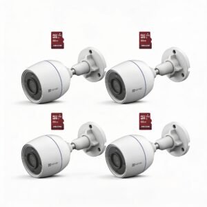 Kit de 4 Cámaras de Seguridad WiFi EZVIZ H3c Full HD 1080p - Incluye 4 Memorias MicroSD 32GB y Detección con IA