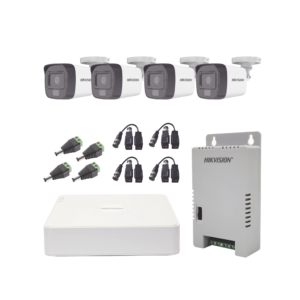Kit de Seguridad TurboHD 1080p: DVR 4 Canales + 4 Cámaras con Gran Angular 101°, Audio y Visión Dual (Luz Blanca + IR)