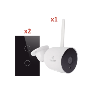 Kit de Hogar Inteligente Wifi: 1 Cámara de Seguridad + 2 Apagadores Inteligentes