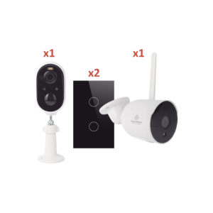 Kit de Seguridad y Automatización Wifi: 2 Cámaras HD + 2 Apagadores Inteligentes