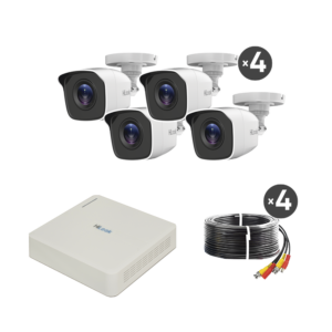 Kit de Seguridad TurboHD 720p: DVR de 4 Canales + 4 Cámaras Bala de Metal (Outdoor) con Cables de 18m y H.265+