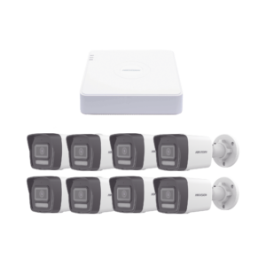Kit de Vigilancia IP 2MP (1080p): NVR de 8 Canales con 8 Puertos PoE + 8 Cámaras ColorVu (Color 24/7) y AcuSense Lite con Micrófono