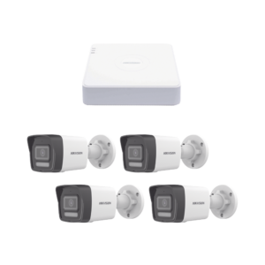 Kit de Seguridad IP 2MP (1080p): NVR de 4 Canales PoE + 4 Cámaras ColorVu (Color 24/7) y AcuSense Lite con Micrófono