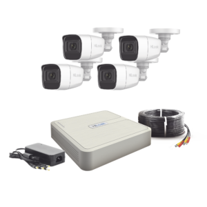 Sistema de Videovigilancia TurboHD 1080p Lite: DVR de 4 Canales + 4 Cámaras Bala con Micrófono Integrado (Audio por Coaxitron)