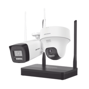 Kit de Seguridad IP Inalámbrico 4MP (2K): NVS WiFi + 1 Cámara Bala Exterior + 1 Cámara Turret Interior con Audio Bidireccional y Luz Dual