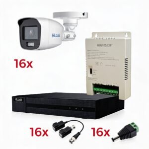 Kit de Seguridad EPCOM TurboHD 1080p Lite - 16 Cámaras Bala ColorVu (Color 24/7) con Micrófono y Detección AcuSense Lite
