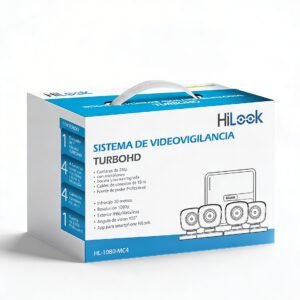 Kit de Videovigilancia HiLook by Hikvision 1080p - 4 Cámaras Bala de Metal TurboHD con H.265+ y Accesorios