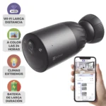 Cámara de Seguridad IP WiFi EZVIZ Ultra HD 4K a Batería: Lente 2.8mm, Conector Tipo C, Audio de Dos Vías, Visión Nocturna a Color y Compatible con Panel Solar