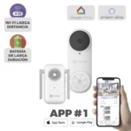 Timbre con Cámara Wi-Fi Inteligente a Batería Recargable de 3 Megapíxeles: Video Doorbell para Exterior IP65, Llamada Directa a la App e Incluye Timbre para Interior