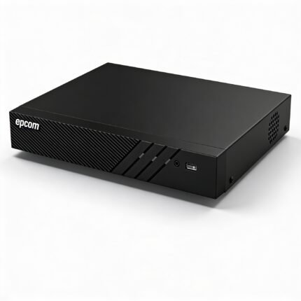 Grabador de video Epcom negro con puerto USB frontal y diseño texturizado