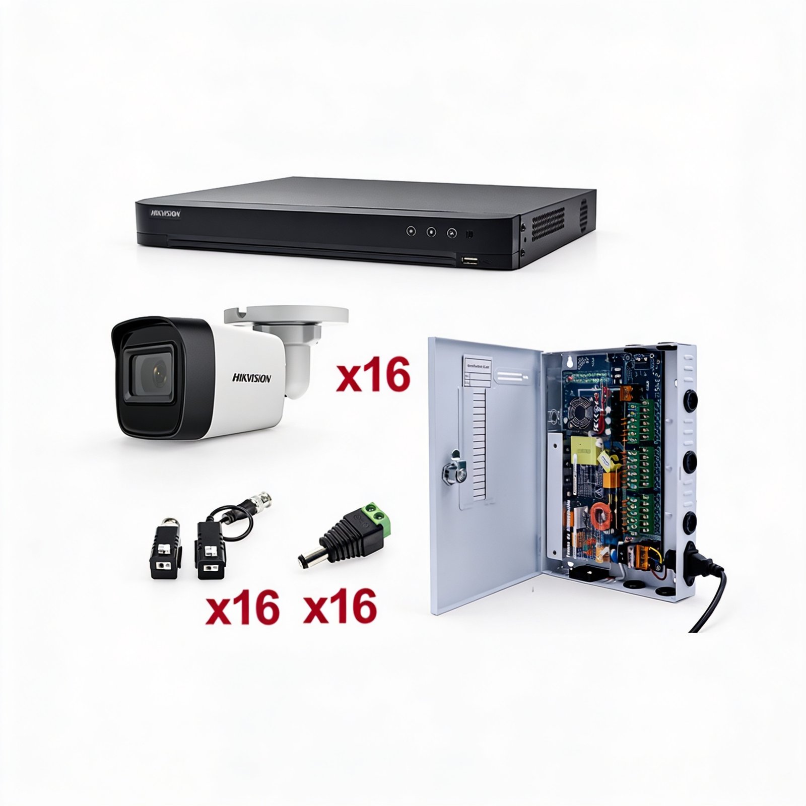 KH1080P16BW Kit de Seguridad HIKVISION KH1080P16BW TurboHD 1080p con DVR de 16 Canales y 16 Cámaras Bala para Exterior - Imagen 1