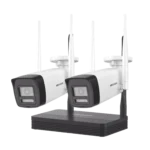 Kit de Videovigilancia IP Inalámbrico Uniarch de 4 Megapíxeles: NVS de 4 Canales y 2 Cámaras Bala para Exterior con Dual Light y Audio Bidireccional