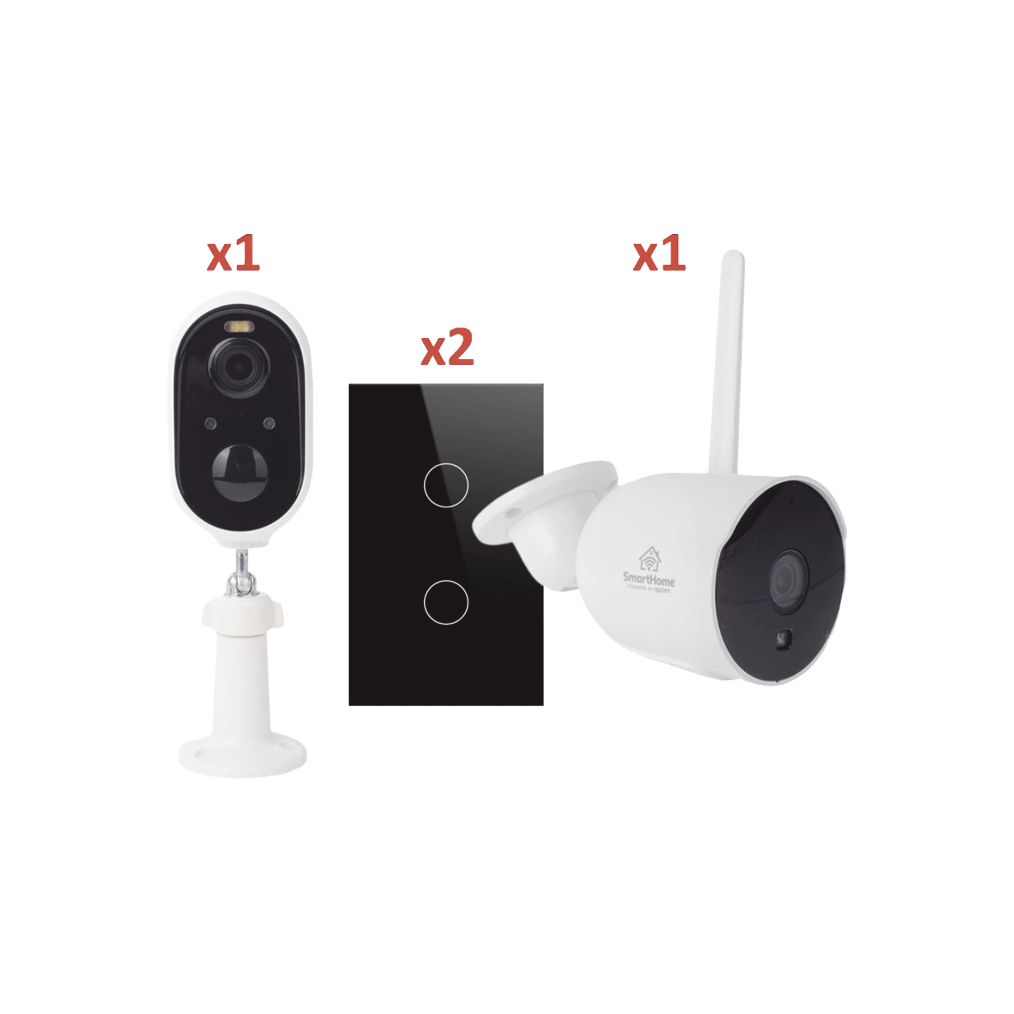 SH2CAM2SK Kit de Domótica y Seguridad WiFi Integral: Incluye 2 Cámaras de Seguridad Inalámbricas WiFi y 2 Apagadores Inteligentes Táctiles para Smart Home - Imagen 1