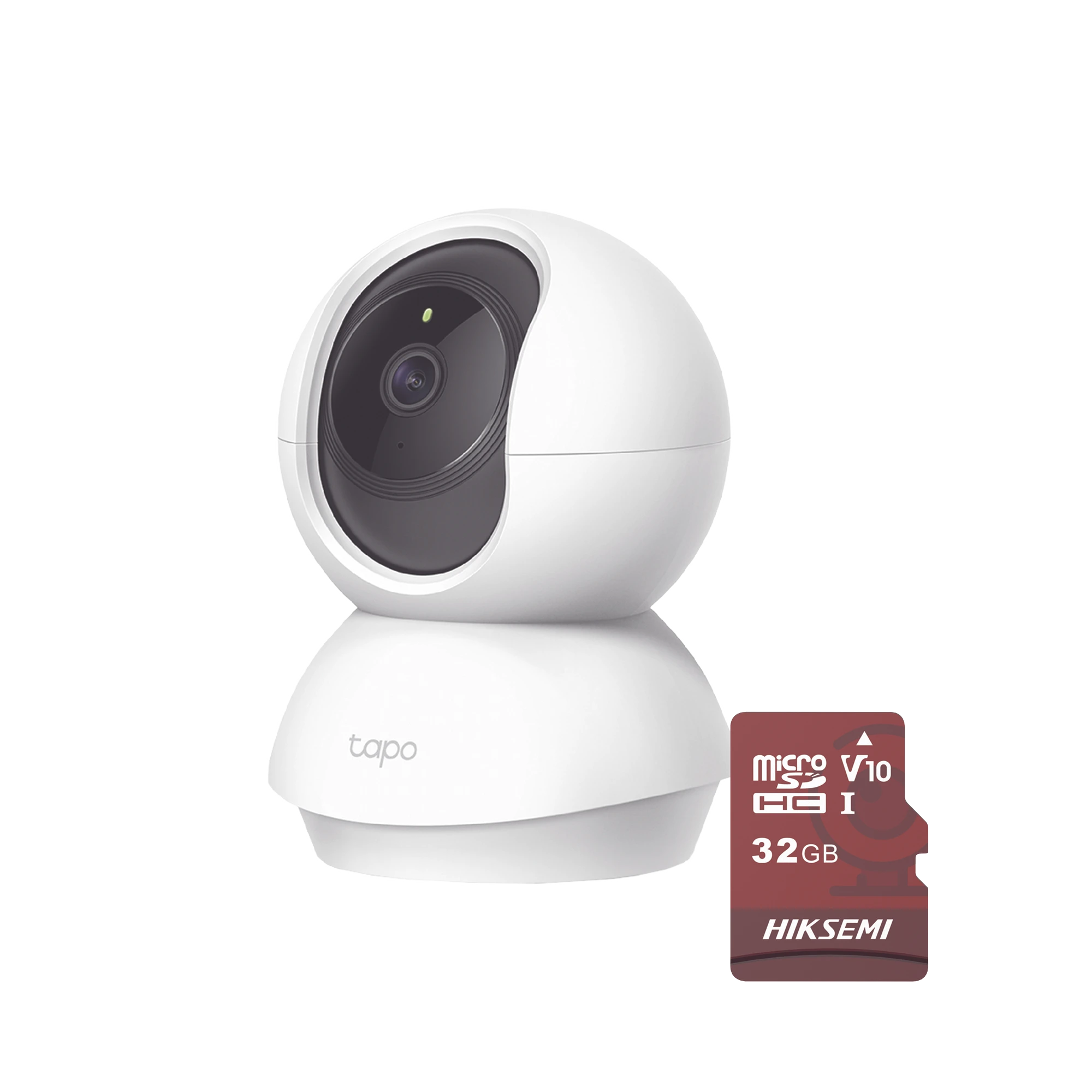 TAPOC200:HS32 Cámara de seguridad Tapo blanca y tarjeta de memoria microSD Hiksemi de 32 GB